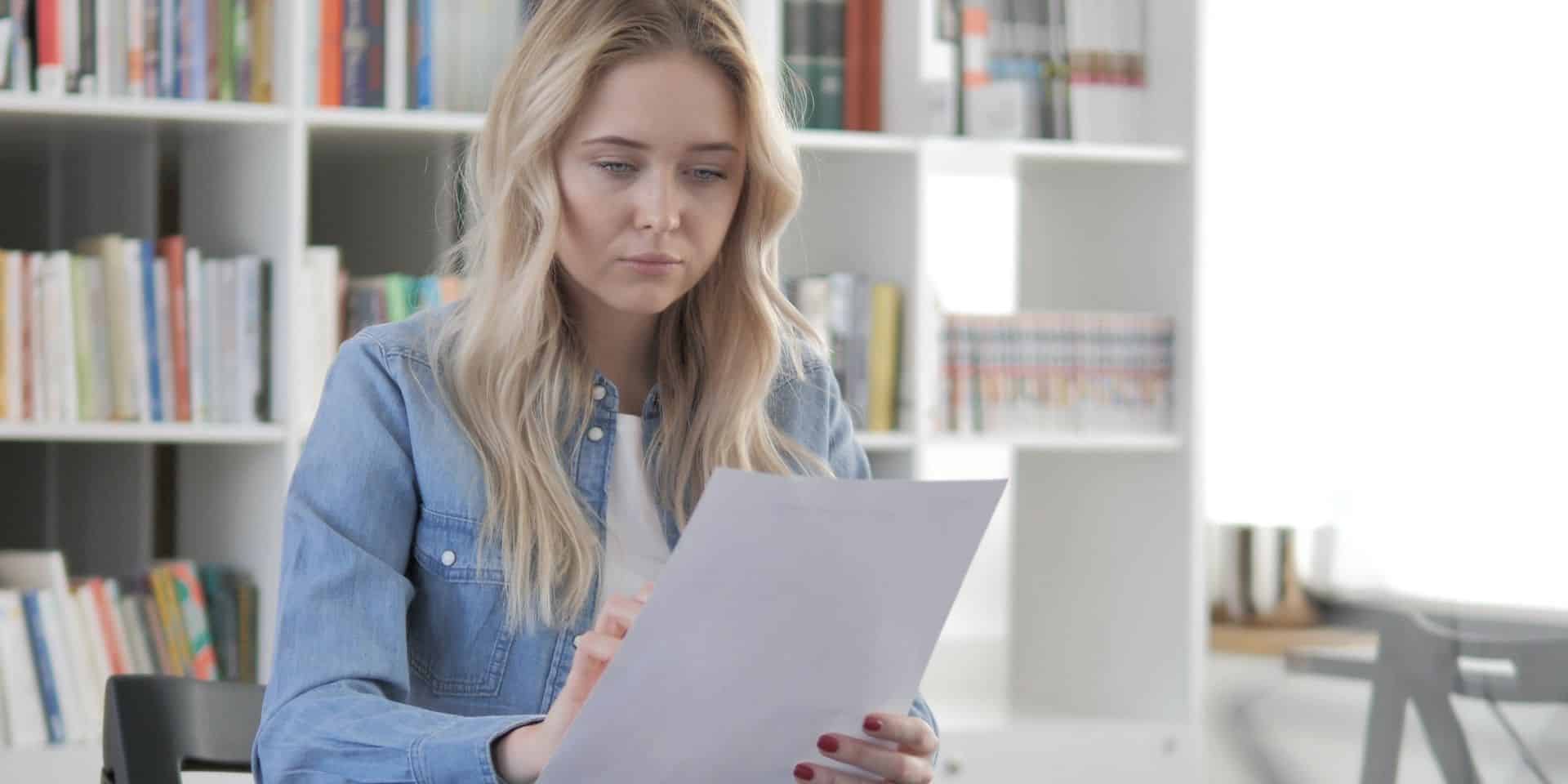 woman reading employment contract