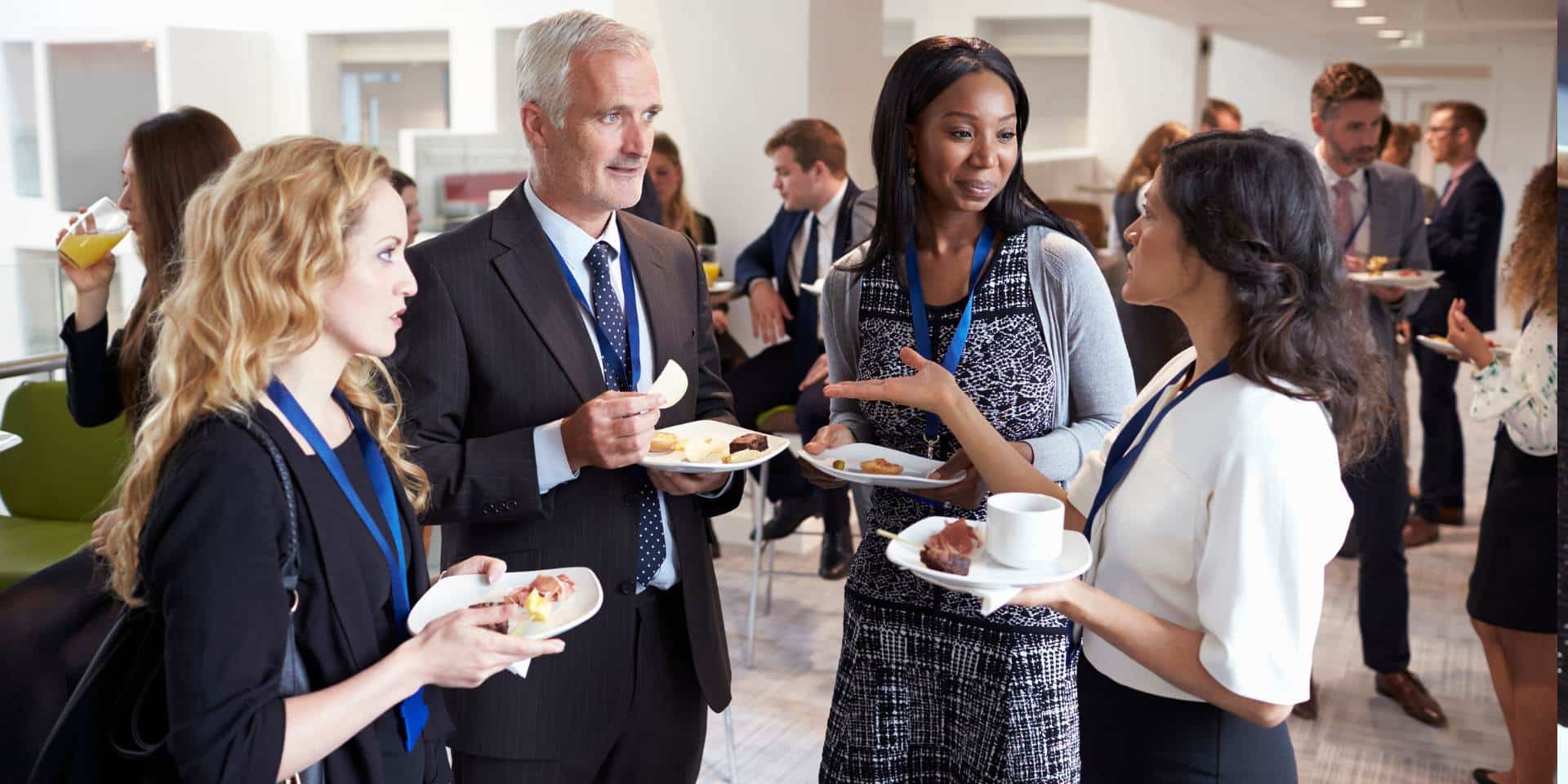 Networking female tech graduate